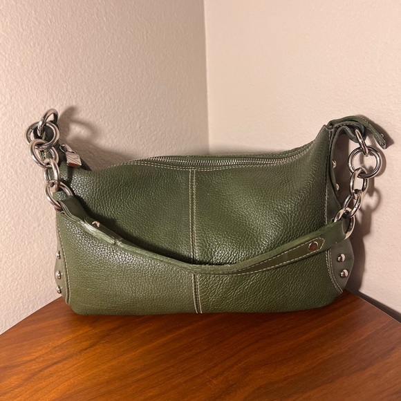Furla Green Leather Studded Shoulder Bag - Picture 3 of 16